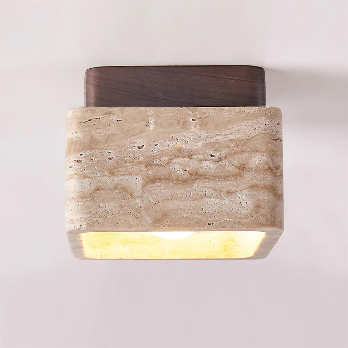 Square Travertine Flush Mount Ceiling Light - view 10 | Liootrlamp
