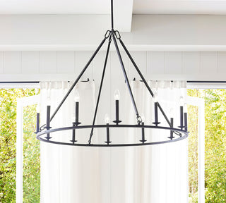 Black Round Farmhouse Candle Chandelier