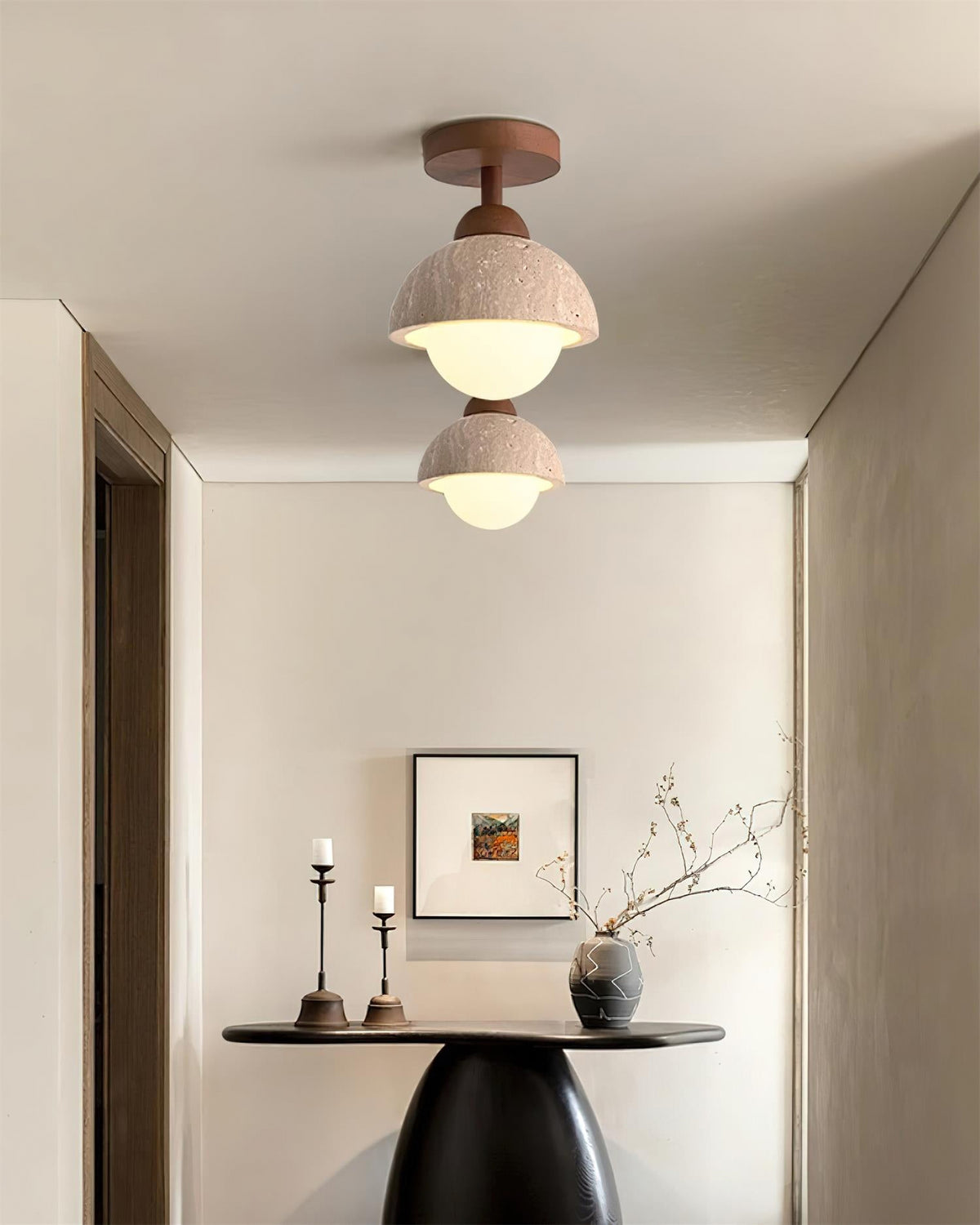 Travertine Flush Mount Ceiling Light - view 8 | Liootrlamp