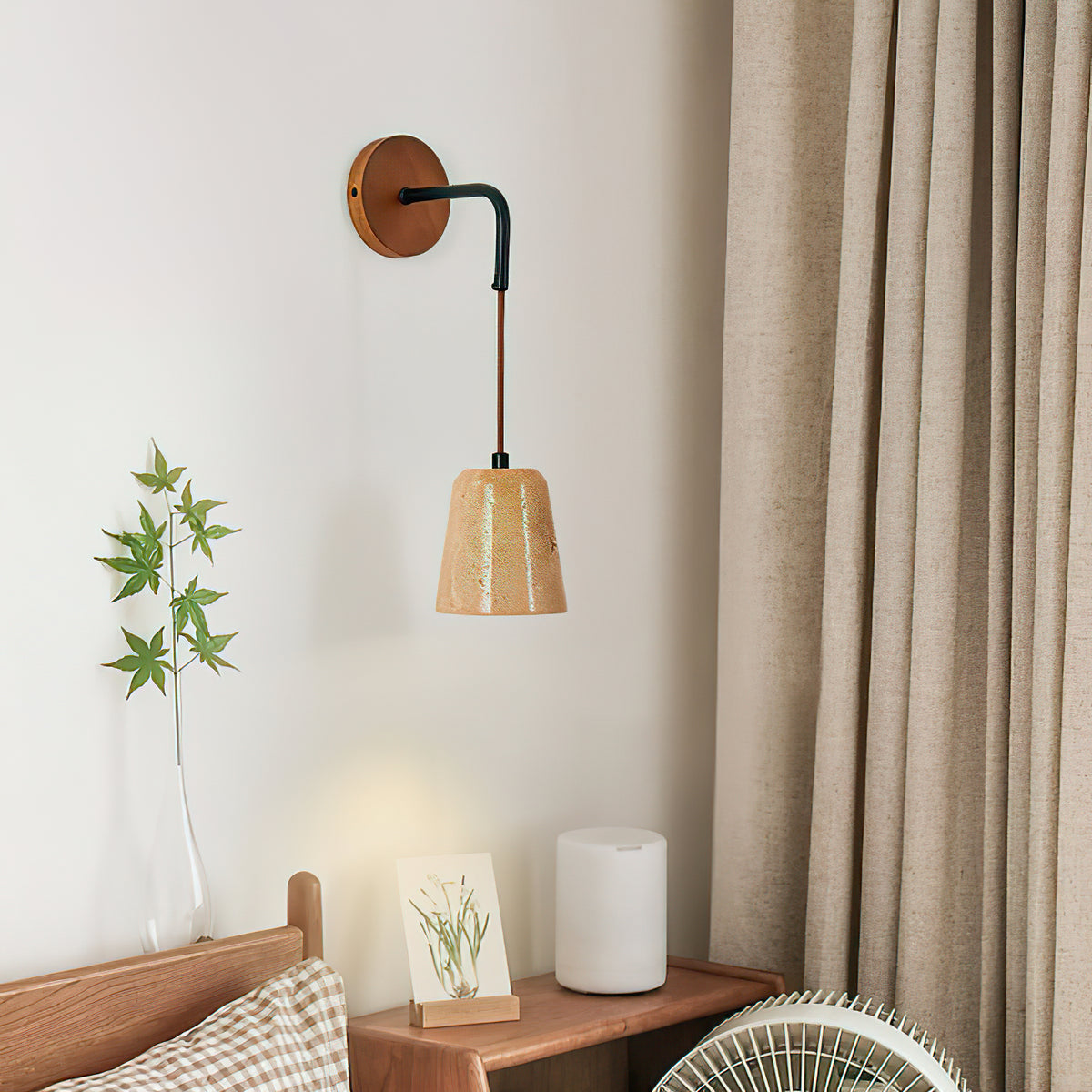 Yellow Travertine Disc Base Wall Lamp - view 6 | Liootrlamp