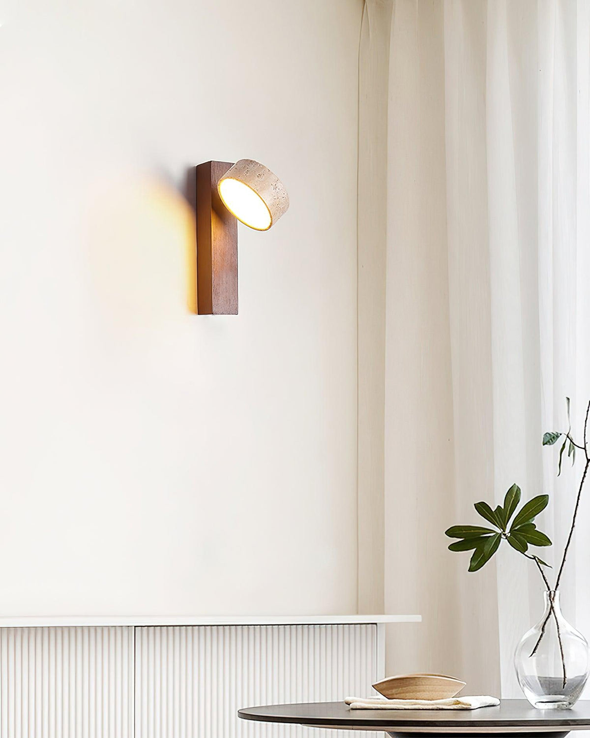 Minimalist Stone and Wood Wall Lamp - view 6 | Liootrlamp