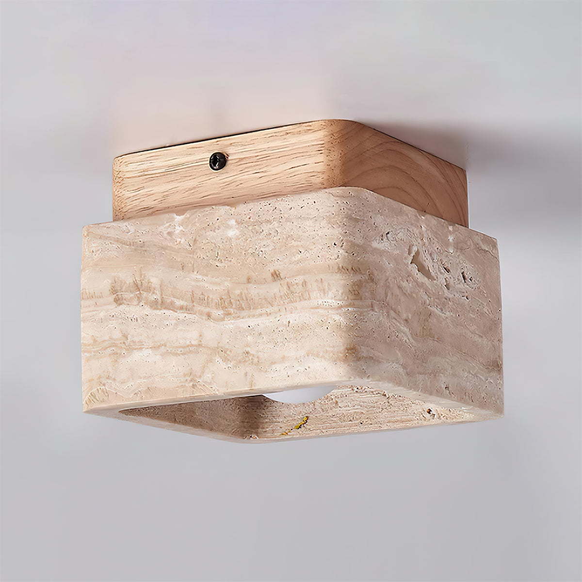 Square Travertine Flush Mount Ceiling Light - view 14 | Liootrlamp