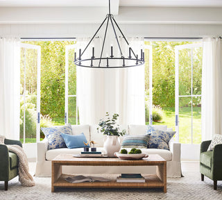 Black Round Farmhouse Candle Chandelier