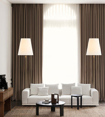 Minimalist Brass Floor Lamp with Fabric Shade