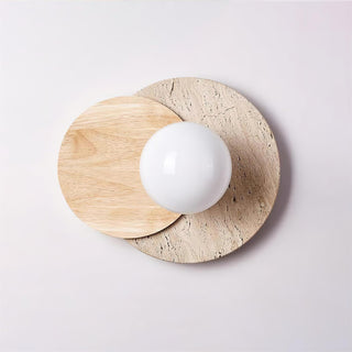 Partial Eclipse Wood & Stone Wall Light