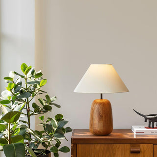 Grooved Country Wood Table Lamp