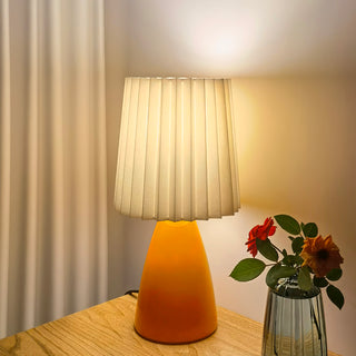 Amber Glow Pleated Shade Table Lamp