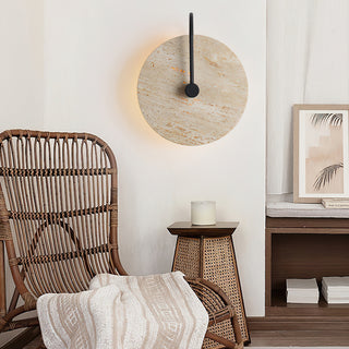 Minimalist Circular Travertine Wall Sconce