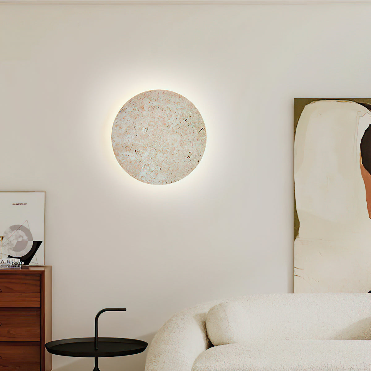 Round Natural Stone LED Wall Light - view 7 | Liootrlamp