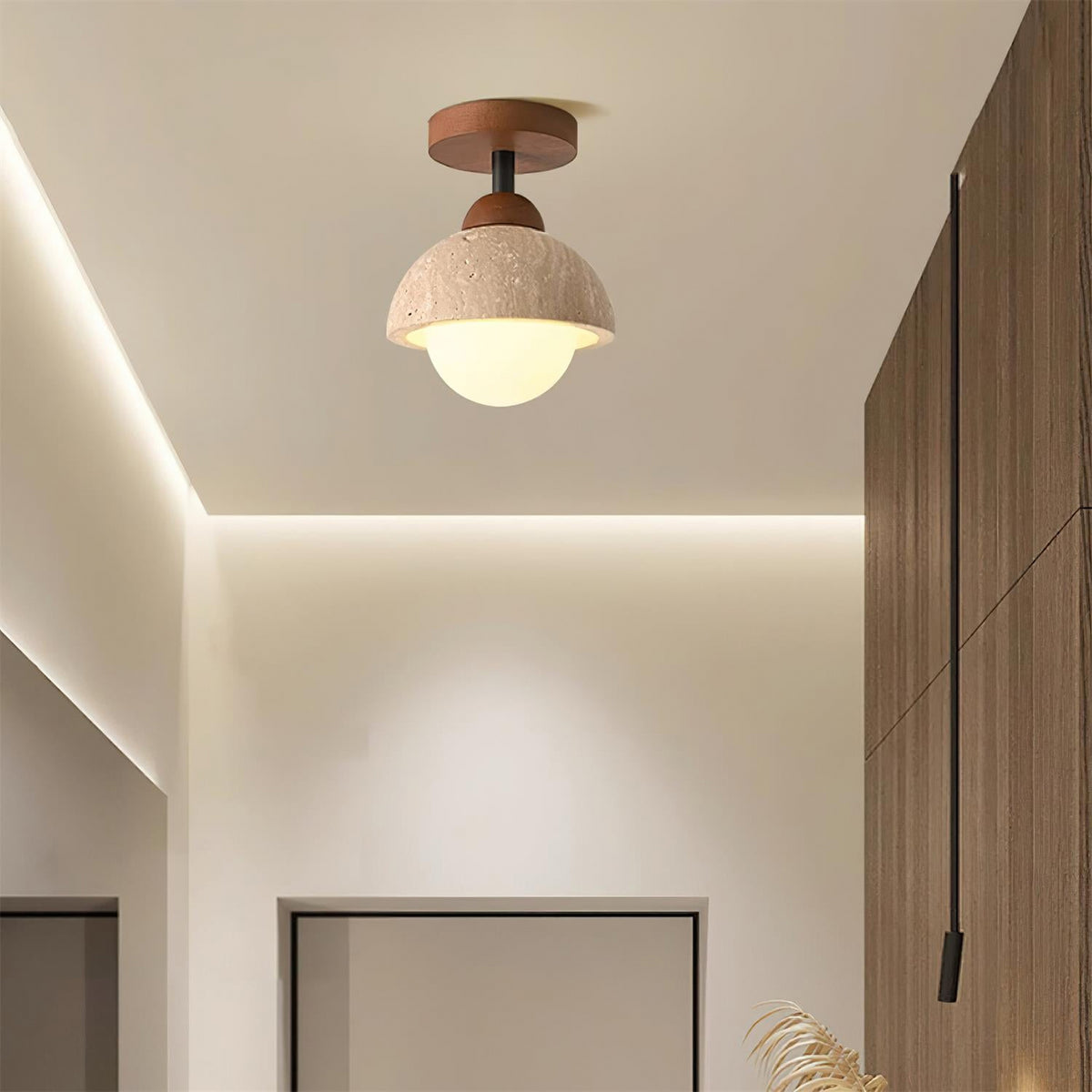 Travertine Flush Mount Ceiling Light