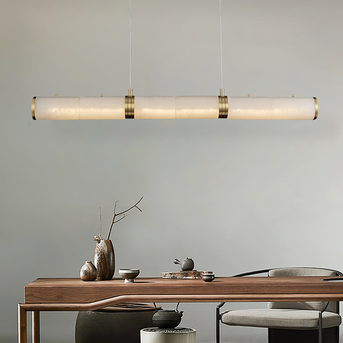Alabaster Column Linear Chandelier - view 9 | Liootrlamp