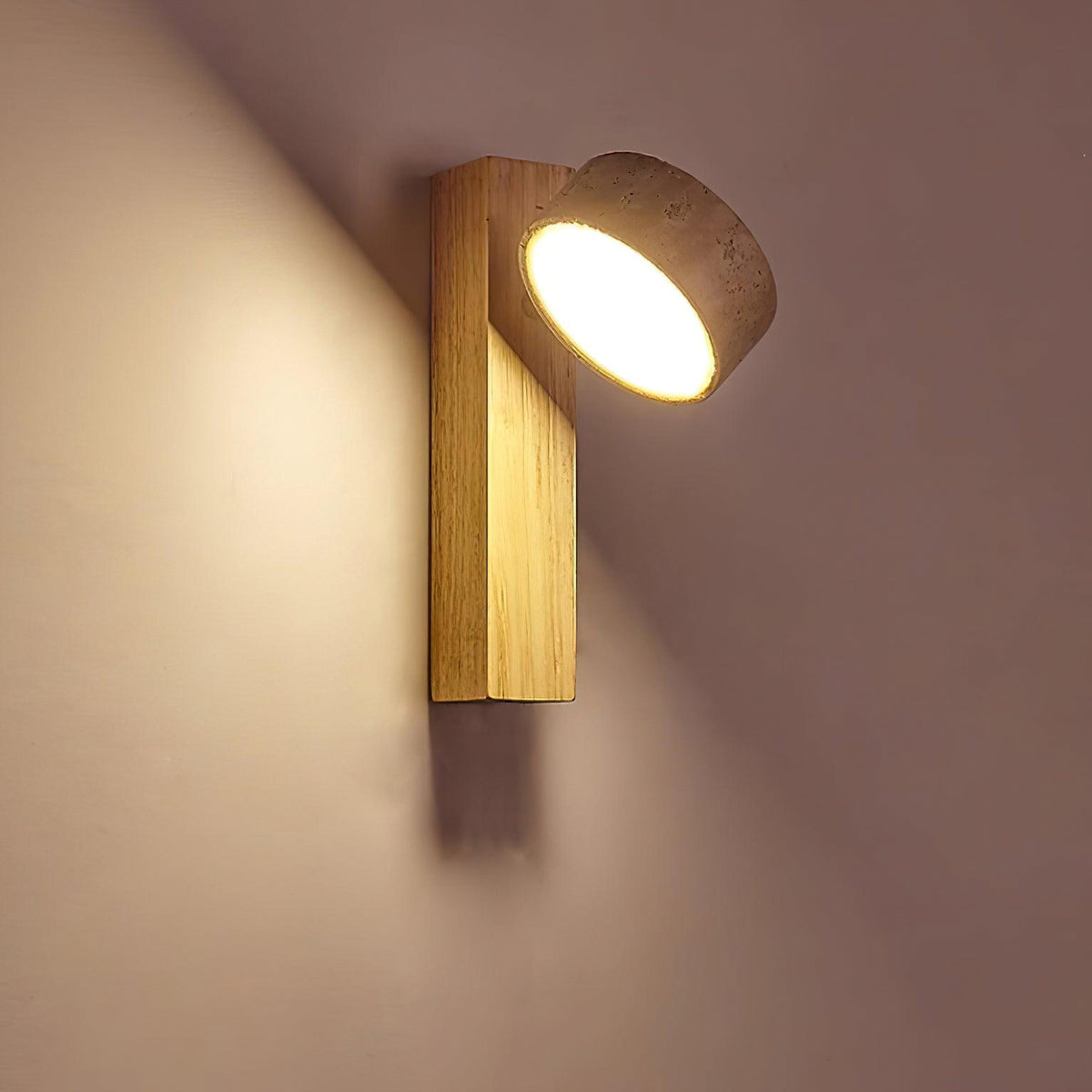 Minimalist Stone and Wood Wall Lamp - view 8 | Liootrlamp