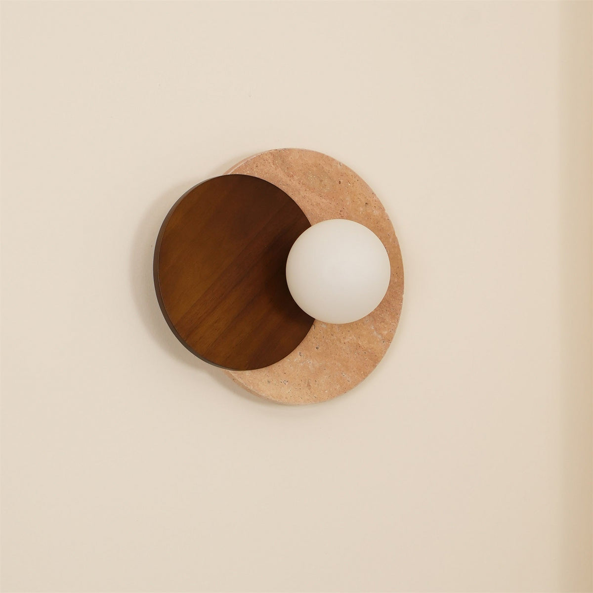 Partial Eclipse Wood & Stone Wall Light - view 17 | Liootrlamp
