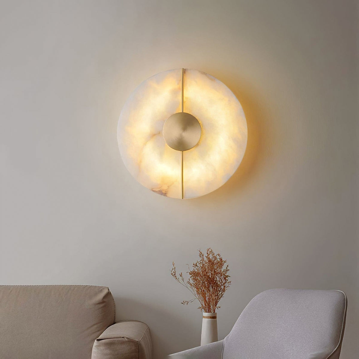 Zen Harmony Round Marble Wall Light - view 8 | Liootrlamp