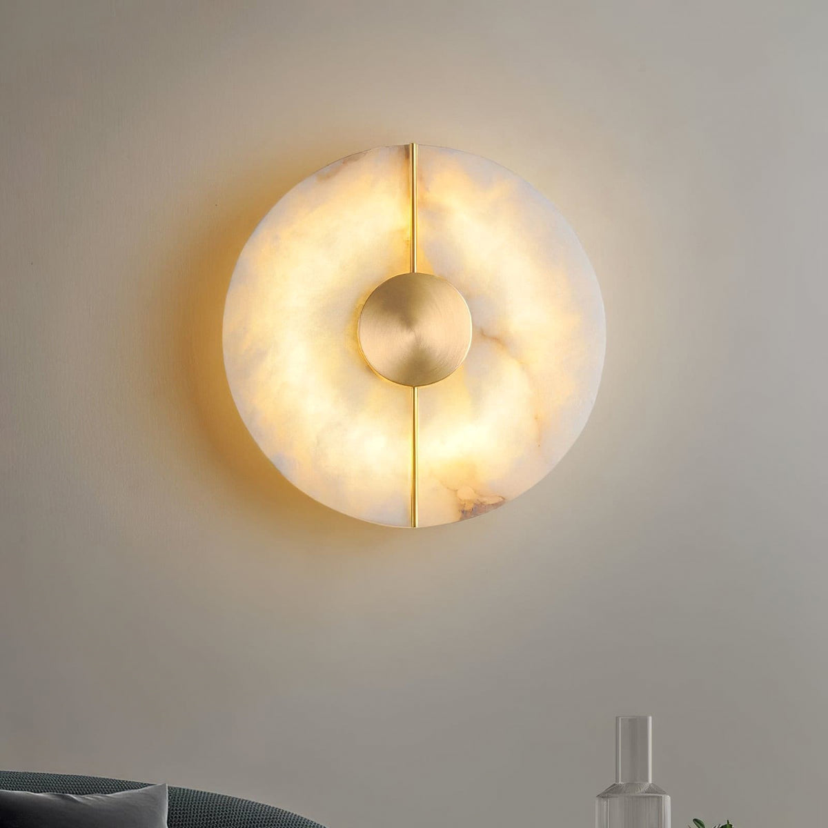 Zen Harmony Round Marble Wall Light - view 10 | Liootrlamp