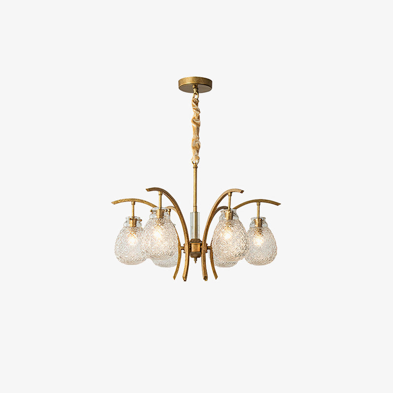 Golden floral glass chandelier | Liootrlamp