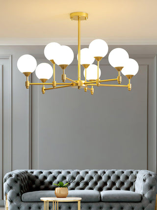 Brass Globe Mid-Century Modern Chandelier