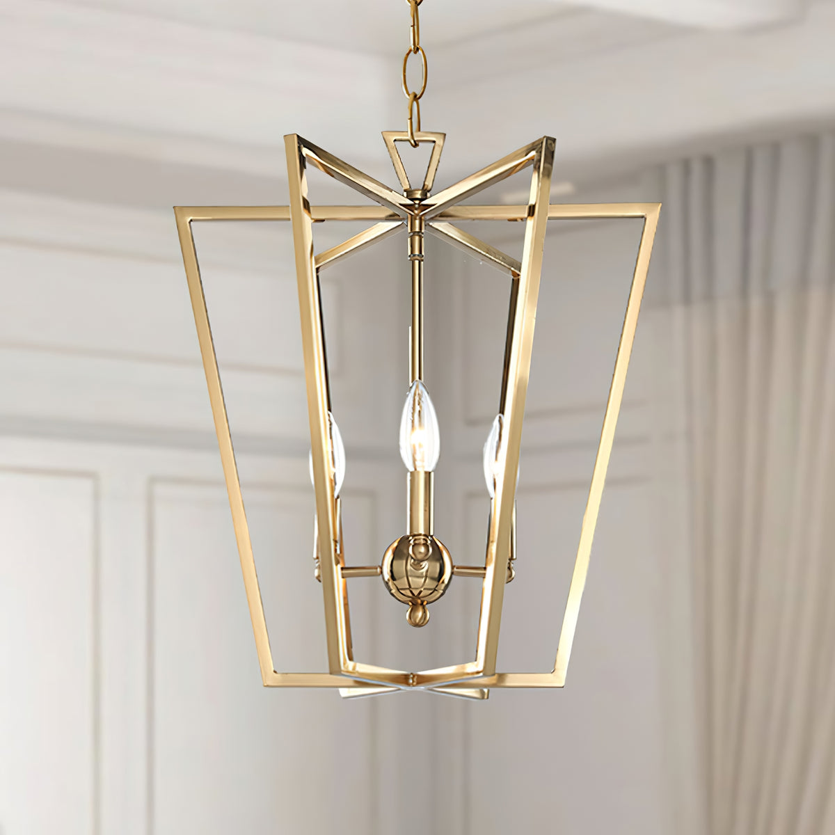 Frame gold cage chandelier