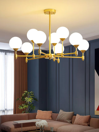 Brass Globe Mid-Century Modern Chandelier