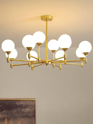 Brass Globe Mid-Century Modern Chandelier