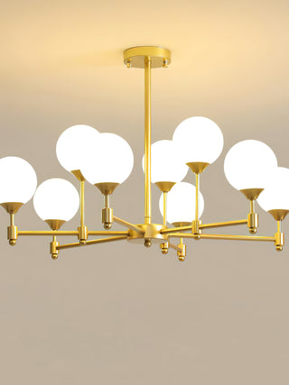 Brass Globe Mid-Century Modern Chandelier