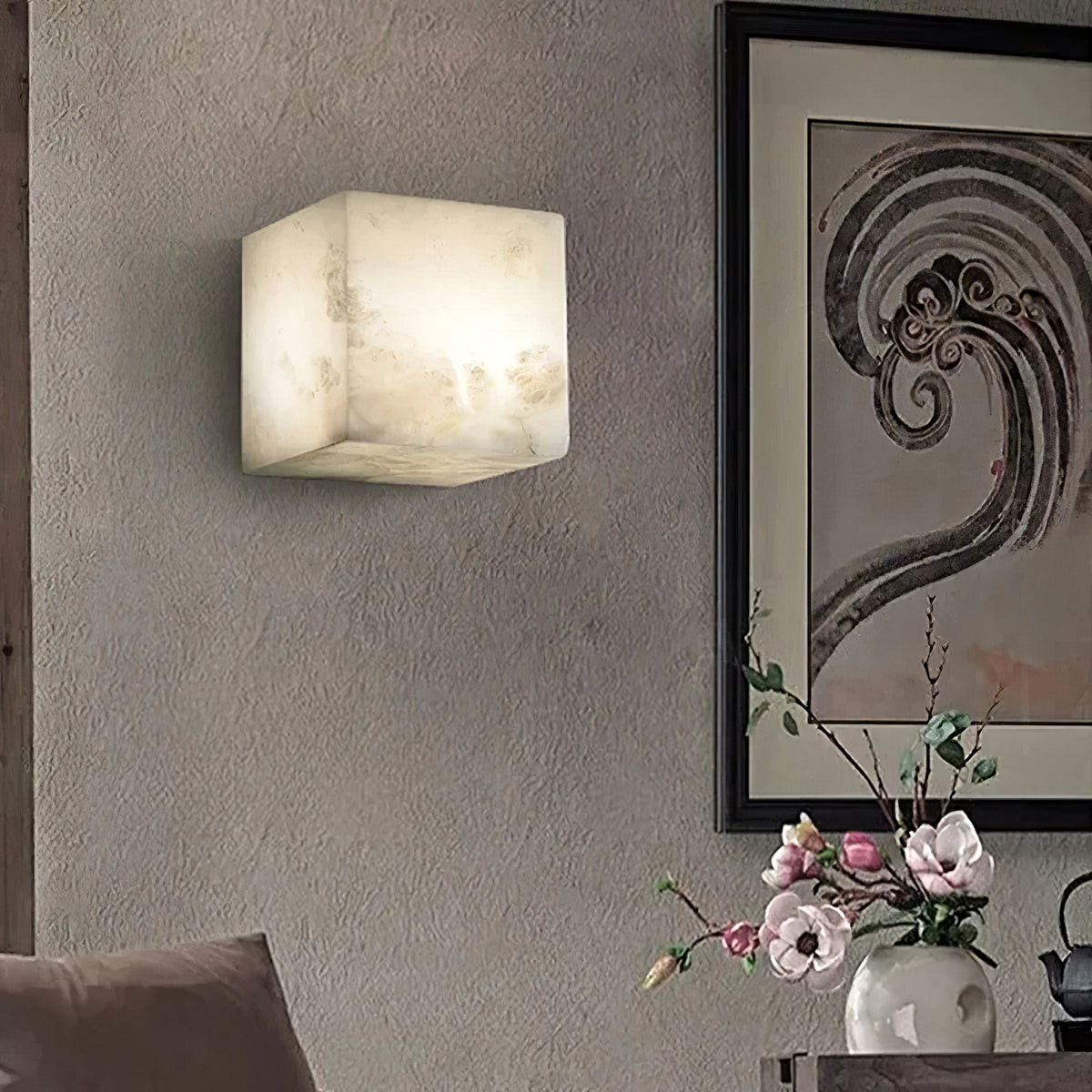 Alabaster Cube Wall Light - view 6 | Liootrlamp