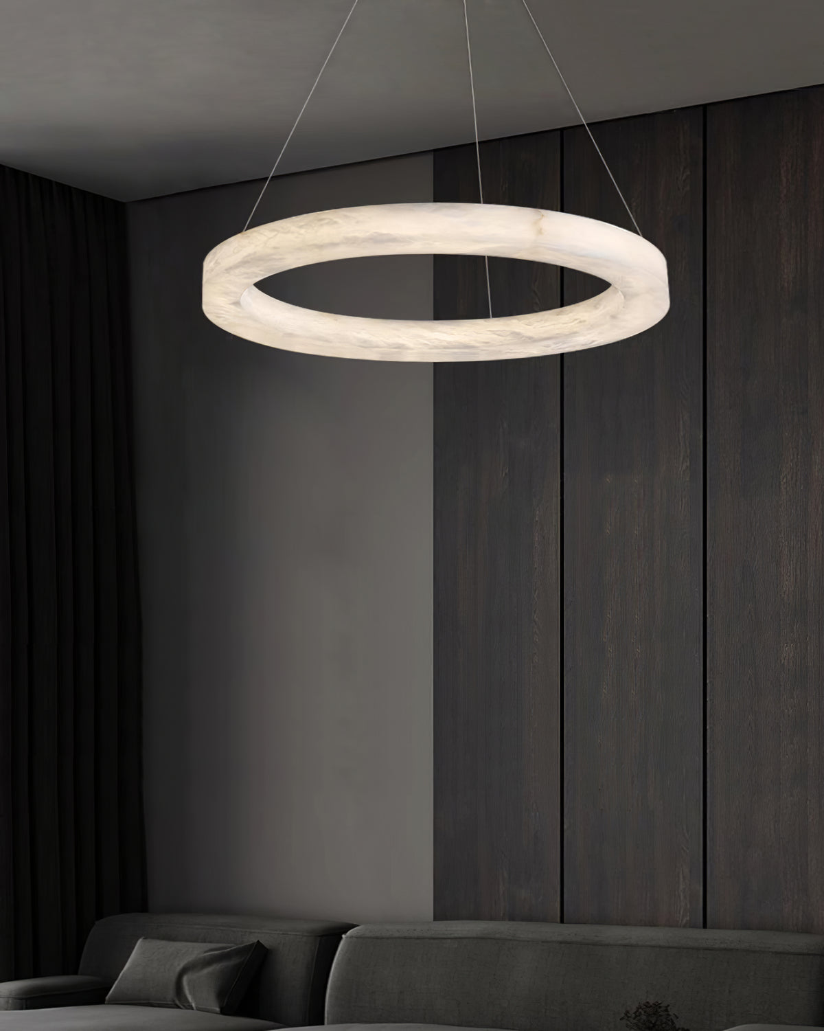 Triple Ring Alabaster Pendant Light - view 12 | Liootrlamp
