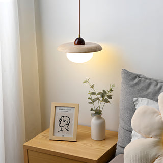 Wabi-Sabi Travertine Bedside Pendant Lamp