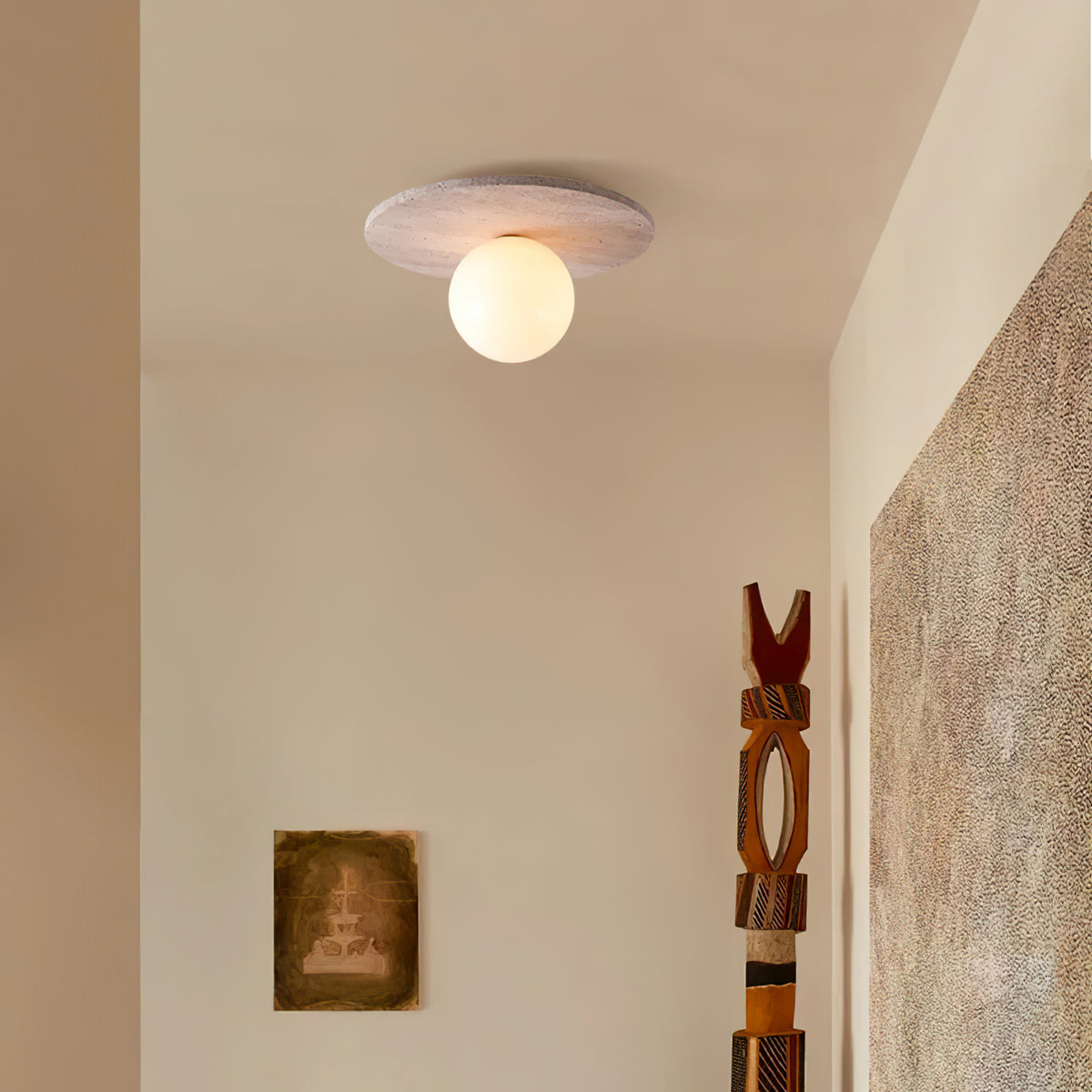 Minimalist Stone Disc Ceiling Light - view 5 | Liootrlamp