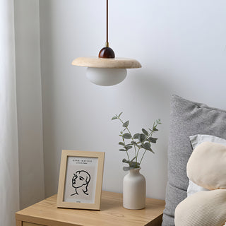 Wabi-Sabi Travertine Bedside Pendant Lamp