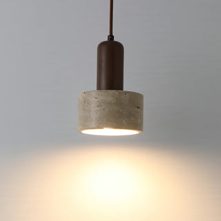 Natural Travertine Cylinder Pendant Light