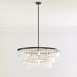 Gold Circular Textured Glass Chandelier