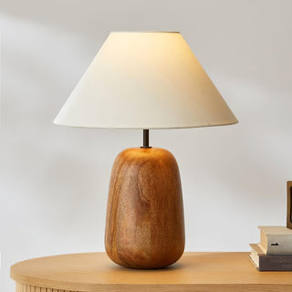 Grooved Country Wood Table Lamp