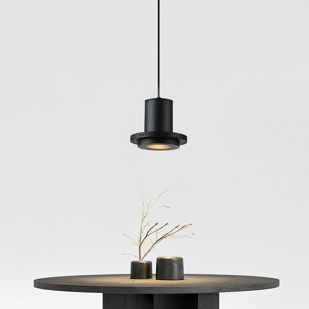 Lava Stone Black Pendant Light