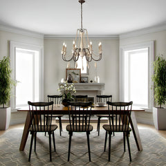 Rustic Beaded Candle Chandelier