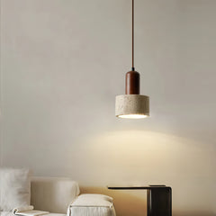 Natural Travertine Cylinder Pendant Light