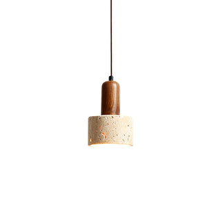 Natural Travertine Cylinder Pendant Light