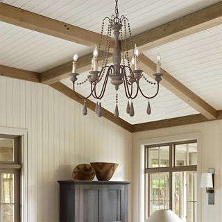 Rustic Beaded Candle Chandelier