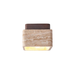 Square Travertine Flush Mount Ceiling Light