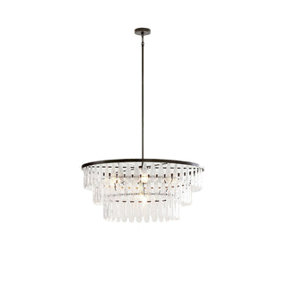 Gold Circular Textured Glass Chandelier