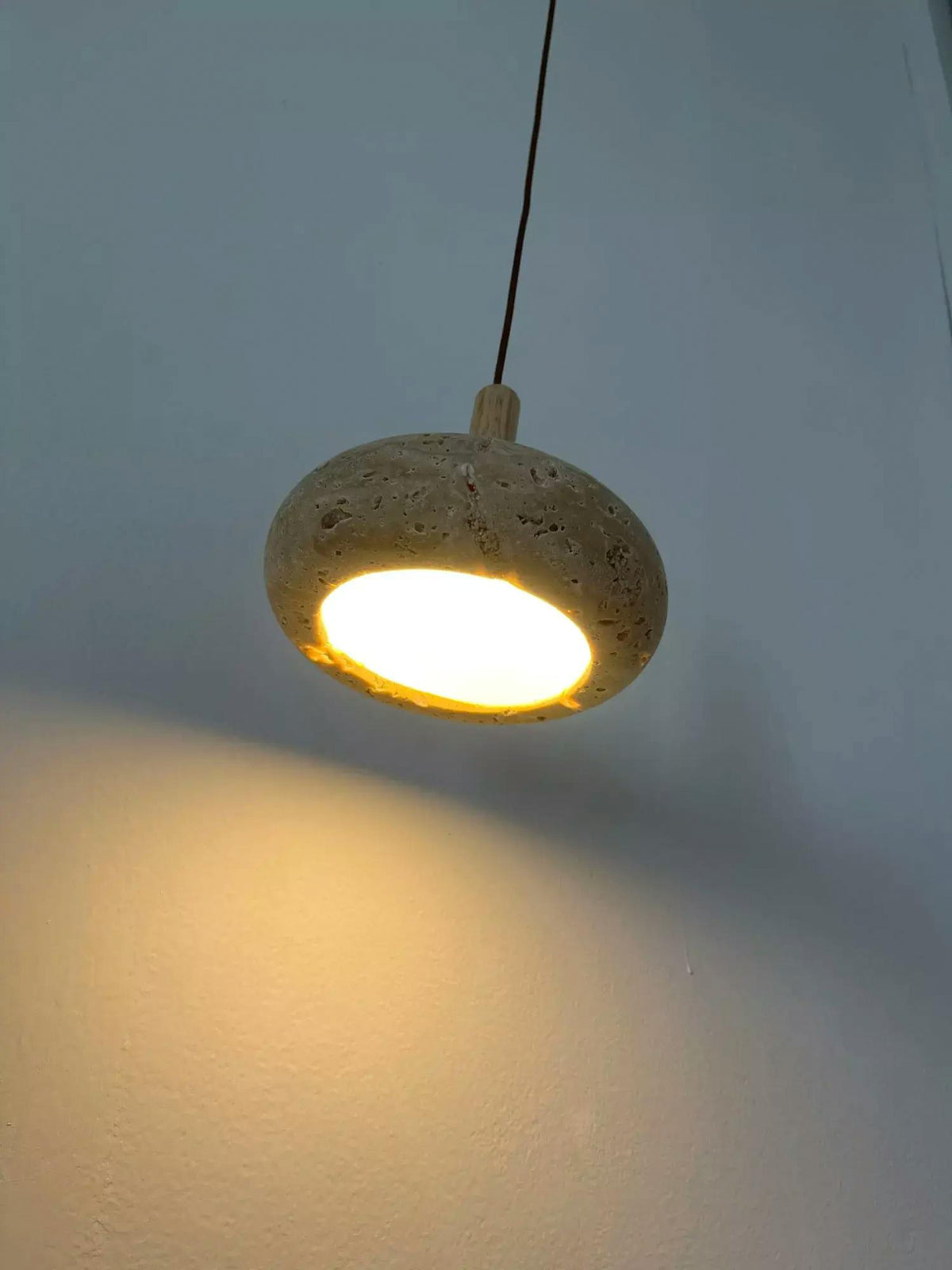 Hourglass Travertine Pendant Light - view 11 | Liootrlamp