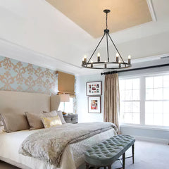 Rustic Industrial Black Candle Chandelier