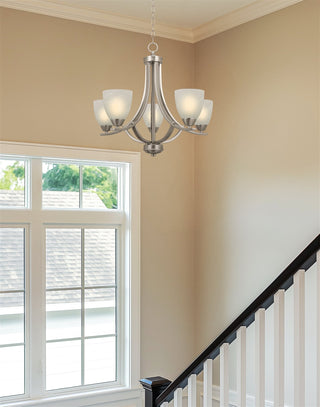 Transitional 5-Light Satin Nickel Chandelier