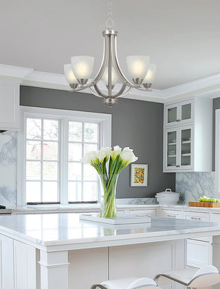 Transitional 5-Light Satin Nickel Chandelier