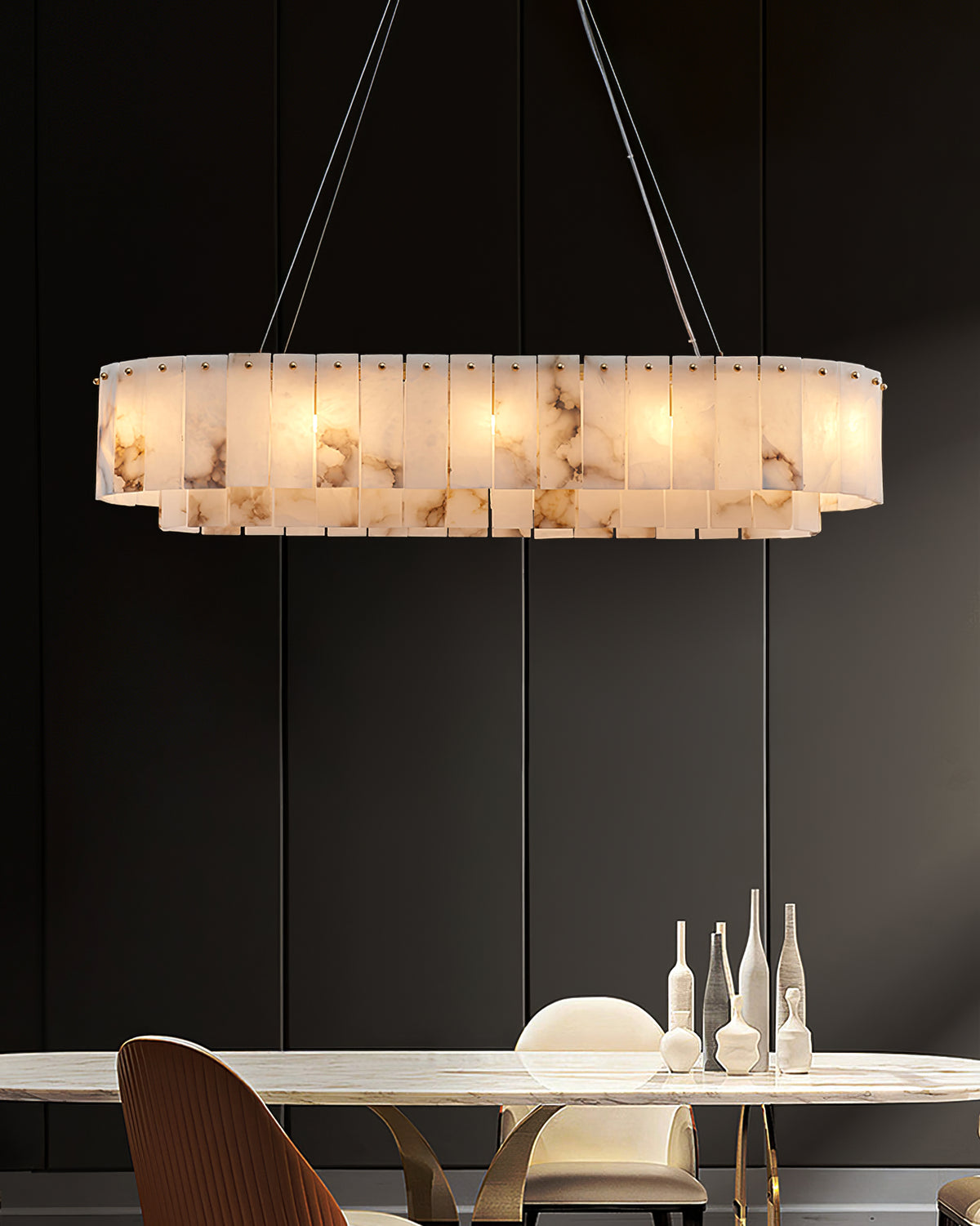 Alabaster Drum Chandelier