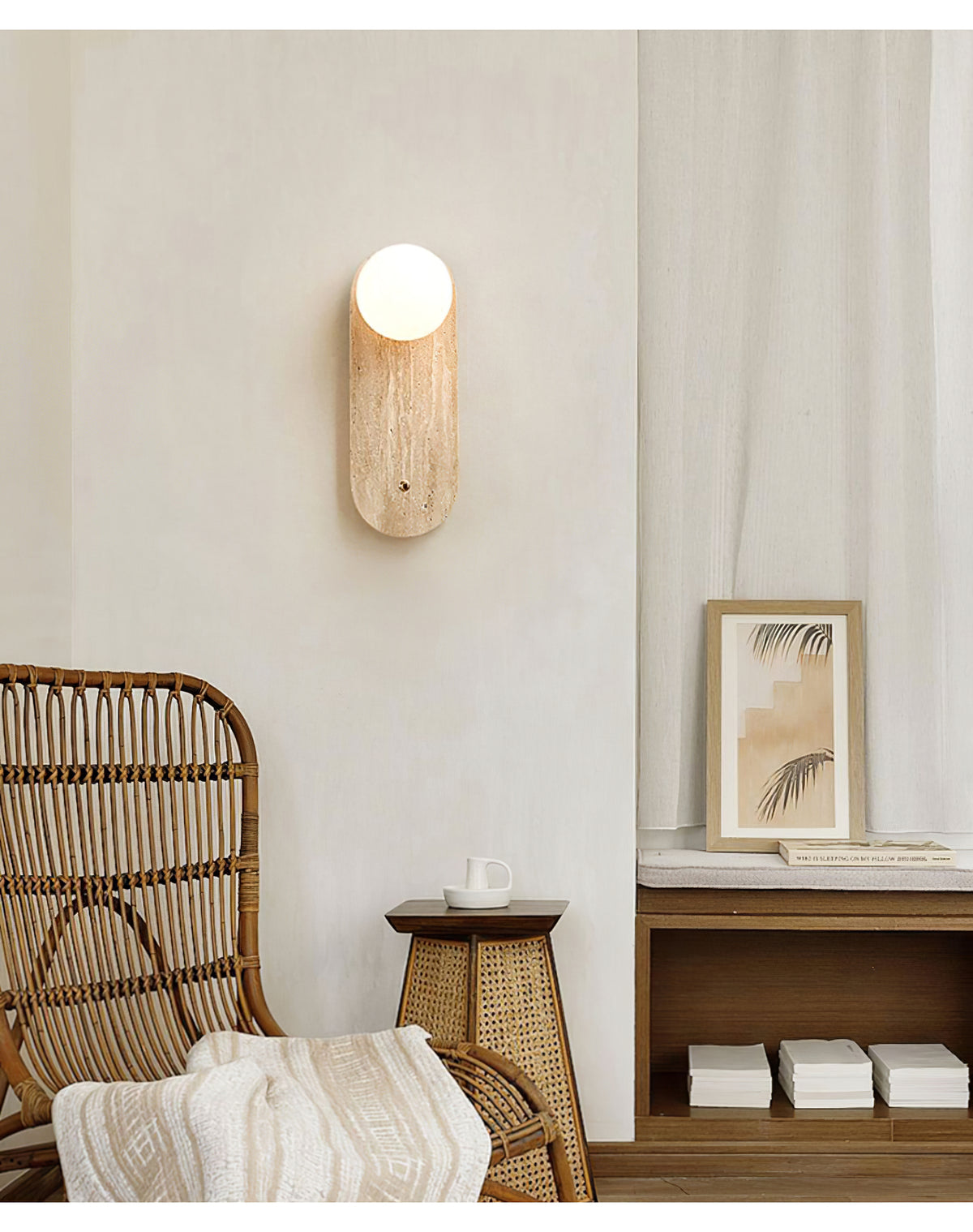 Yellow Oval Travertine Wall Sconce - view 8 | Liootrlamp