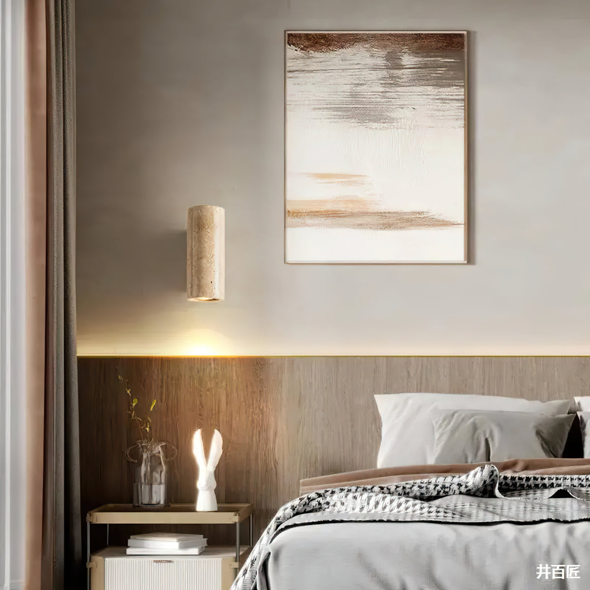 Travertine Cylinder Wall Lamp - view 5 | Liootrlamp