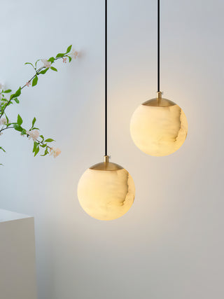 Amber Alabaster Globe Pendant Light