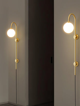 Brass Globe Arm Wall Sconce