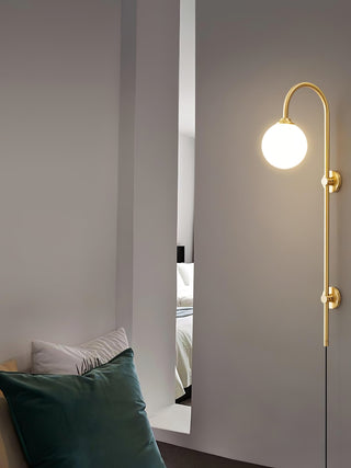 Brass Globe Arm Wall Sconce